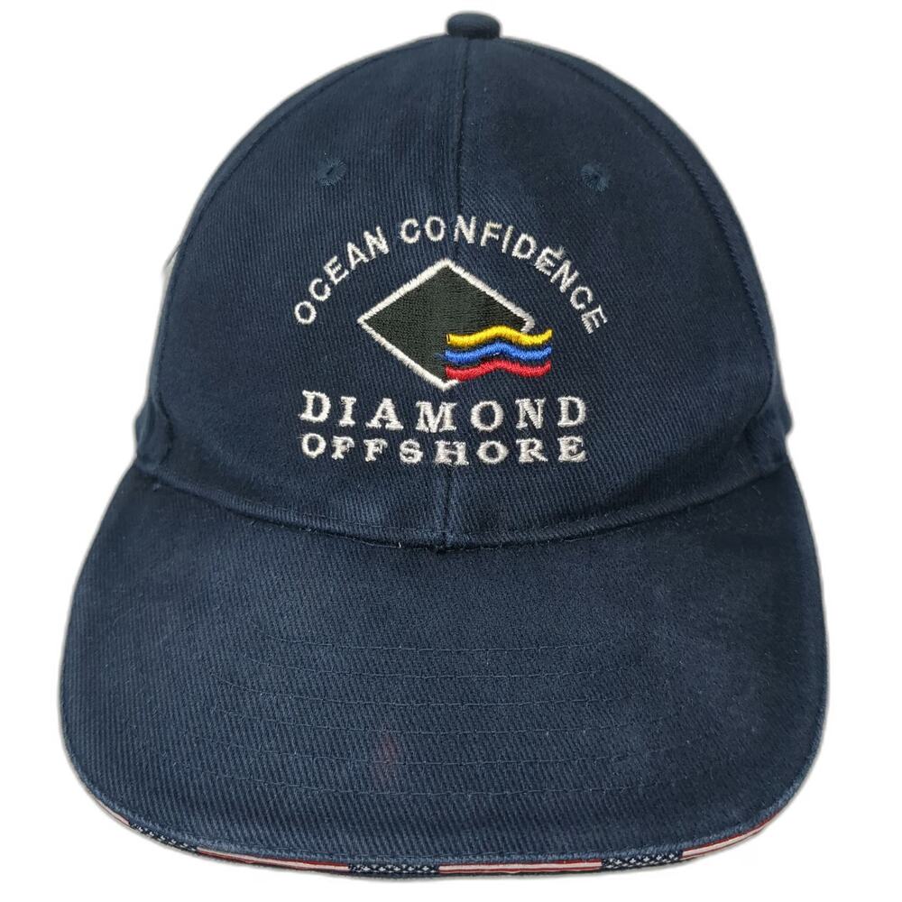 Blue Baseball Cap One Size Diamond Offshore Ocean Confidence Oil Rig Flag Hat